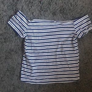Off the shoulder cropped stripe top